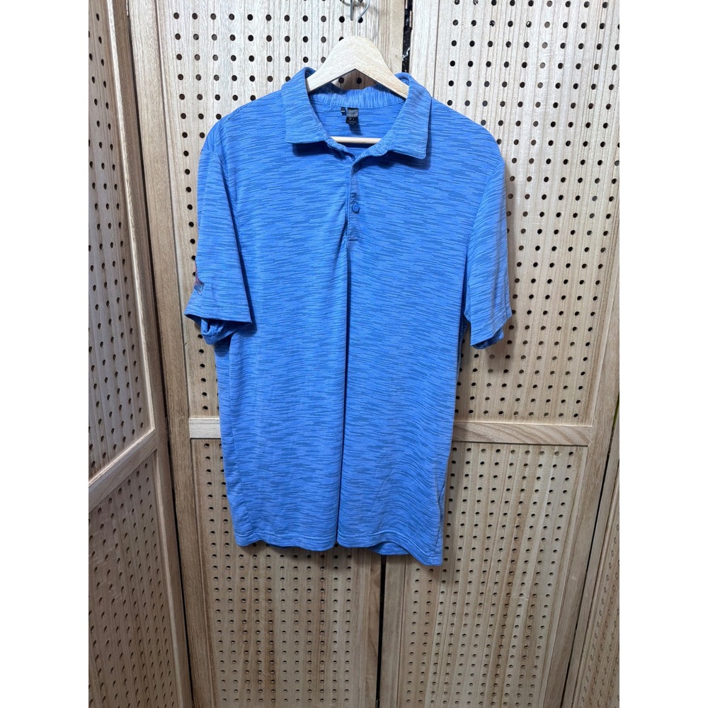 Adidas Mens Golf Polo Shirt Blue Space Dye AJGA 45thโ Anniversary Medium